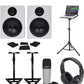 Rockville (2) 5.25" 250w Powered Studio Monitors+Stands+Headphones+Mic+Foam Pads