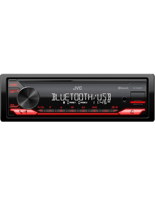 JVC KD-XD28BT Bluetooth-motorstereo met USB-poort – AM/FM-radio, MP3-speler, hoëkontras-LCD, 50 Watt, afneembare voorpaneel – Enkel DIN – 13-band EQ
