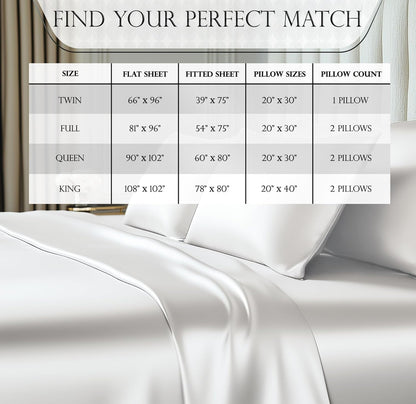 DECOLURE Satin Bed Sheets - 4 Piece Luxury Silky Queen Size Bedding Set - Softer Than Silk, Wrinkle-Free with 15” Deep Pocket Fitted Sheet, Perfect for Hair & Skin, Gifts for Women (White)