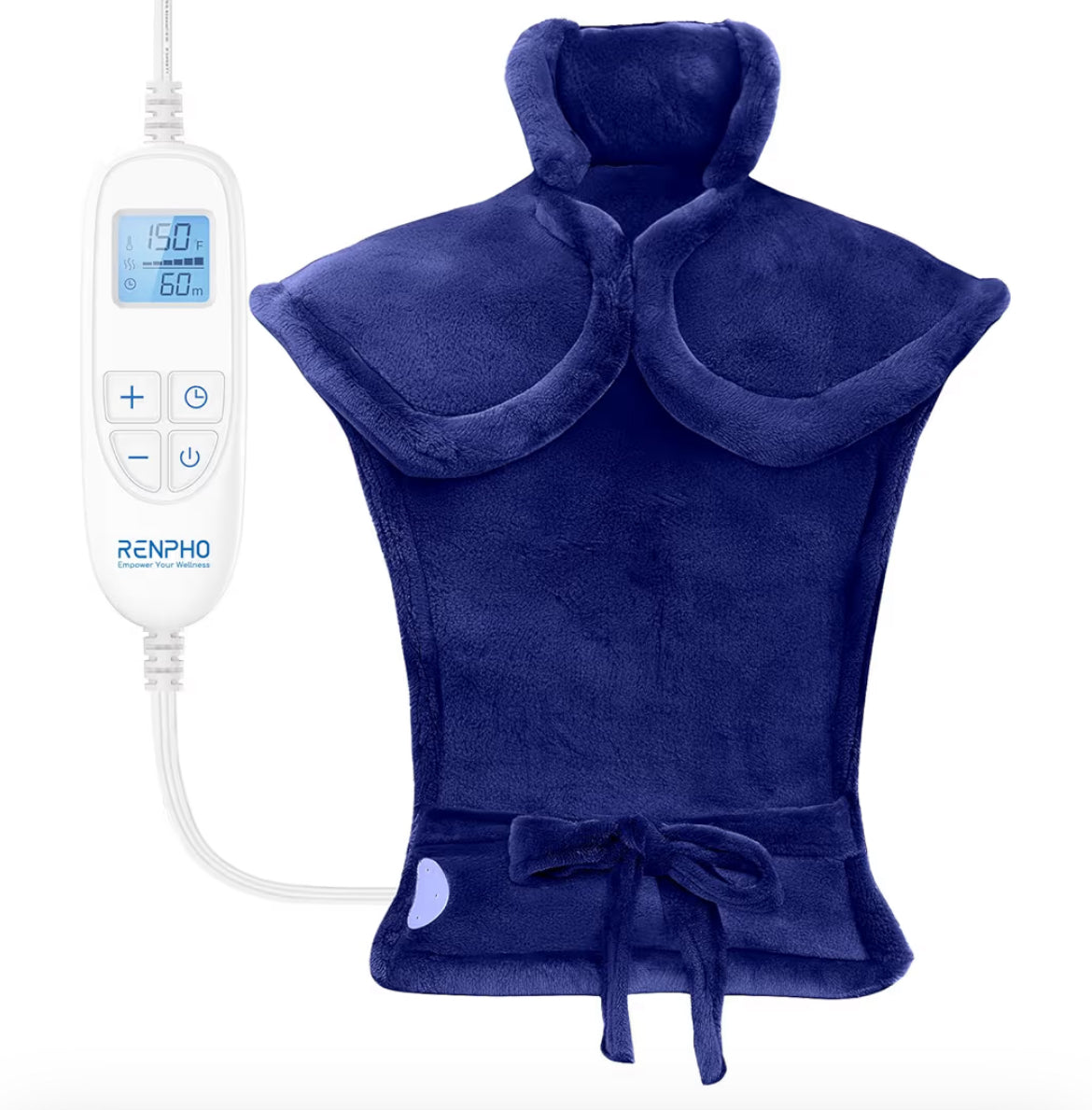 Back Heating Pad for Back Pain Relief - Neck and Shoulder Heat Pad, Auto Shut Off (Dark Blue)