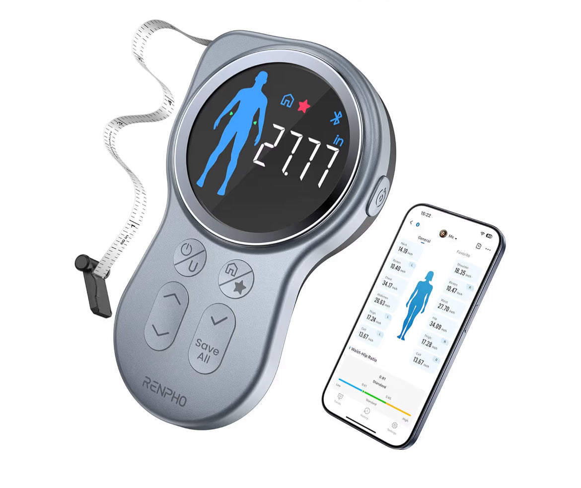 Smart Tape Measure w/ Large Display, Bluetooth Body Measuring with App for Weight Loss, Fitness Shape