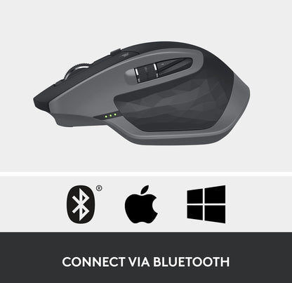 Logitech MX Master 2S Bluetooth Edition Koordlose Muis – Gebruik op Enige Oppervlak, Hipervinnige Rol, Ergonomies, Herlaaibaar, Beheer Tot 3 Apple Mac- en Windows-rekenaars – Grafiet