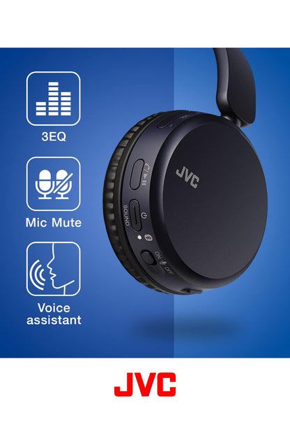 JVC Draadlose Diepbas-koptelefoon, Bluetooth 5.2, Ingeboude EQ (Bas/Helder/Normaal), Multipuntverbinding, Stemassistent-versoenbaar, 35 Uur Batterylewe - HAS36WA (Blou), Klein