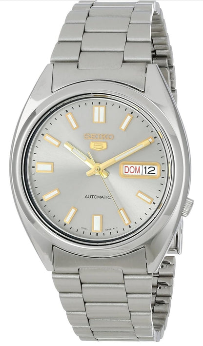 Seiko 5 Outomatiese Vlekvrye Staalhorlosie - Silwer