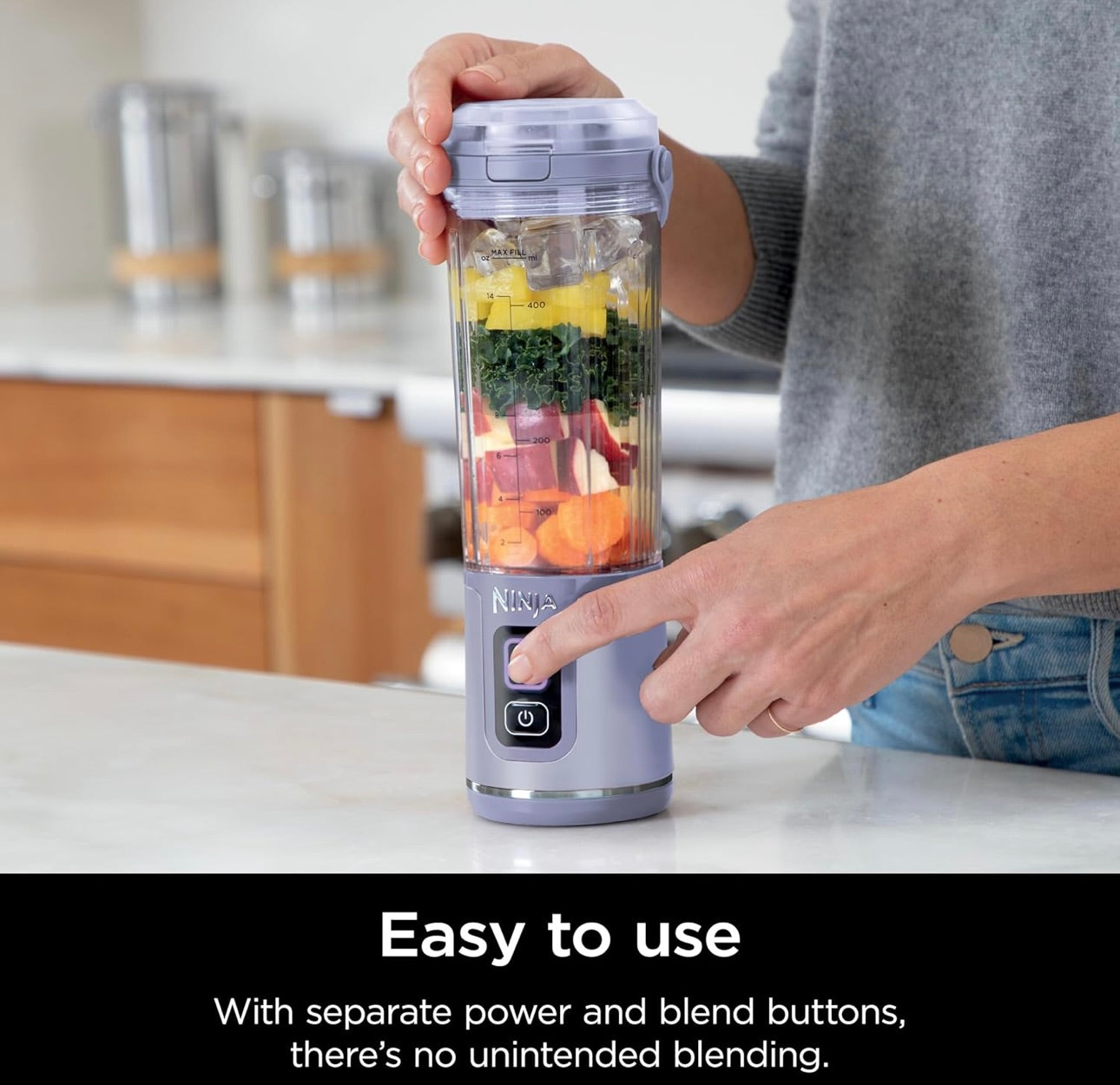 Ninja Blast Portable Blender, Cordless, 18oz. Vessel, Personal Blender BPA Free, Leakproof-Lid and Sip Spout, USB-C Rechargeable, Dishwasher Safe Parts - Lavender, BC151ML