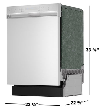 Sharp SDW6504MS Stainless Steel Dishwasher, 24-inch Pocket Handle, 52 dB, Hybrid Tub, 12 Place Settings, 5 Cycles, Heated Dry