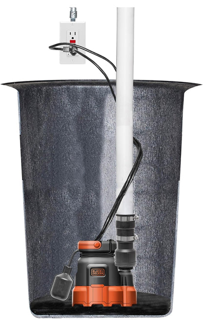 Black+Decker 1/4 HP Dompelbare Opgaarpomp, Pomp tot 2300 GPH