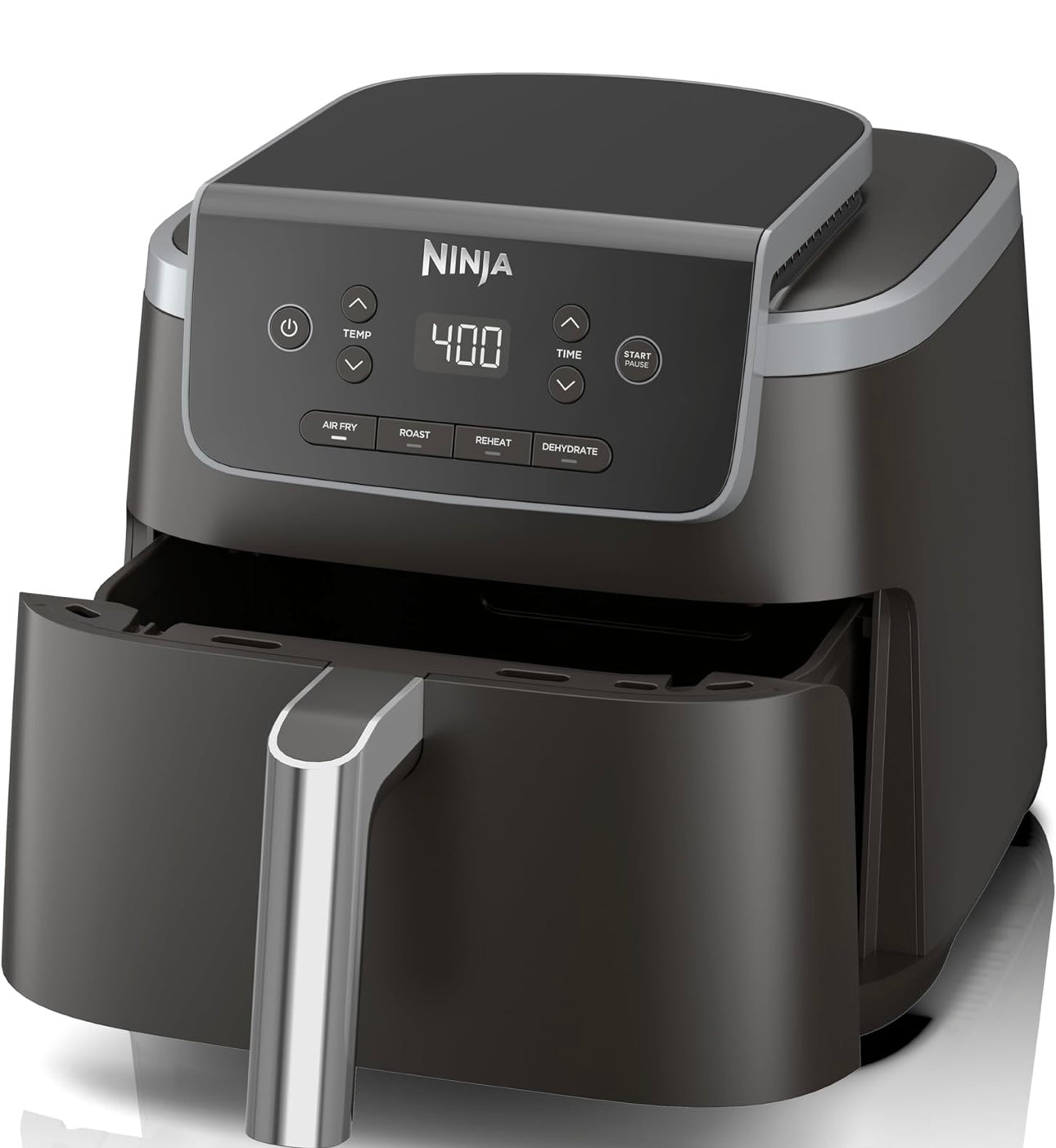 Ninja Air Fryer Pro 4-in-1 with 5 QT Capacity, Air Fry, Roast, Reheat, Dehydrate, Air Crisp Technology with 400F for hot, 120 Volts, Nonstick Basket & Crisper Plate, Grey, AF141
