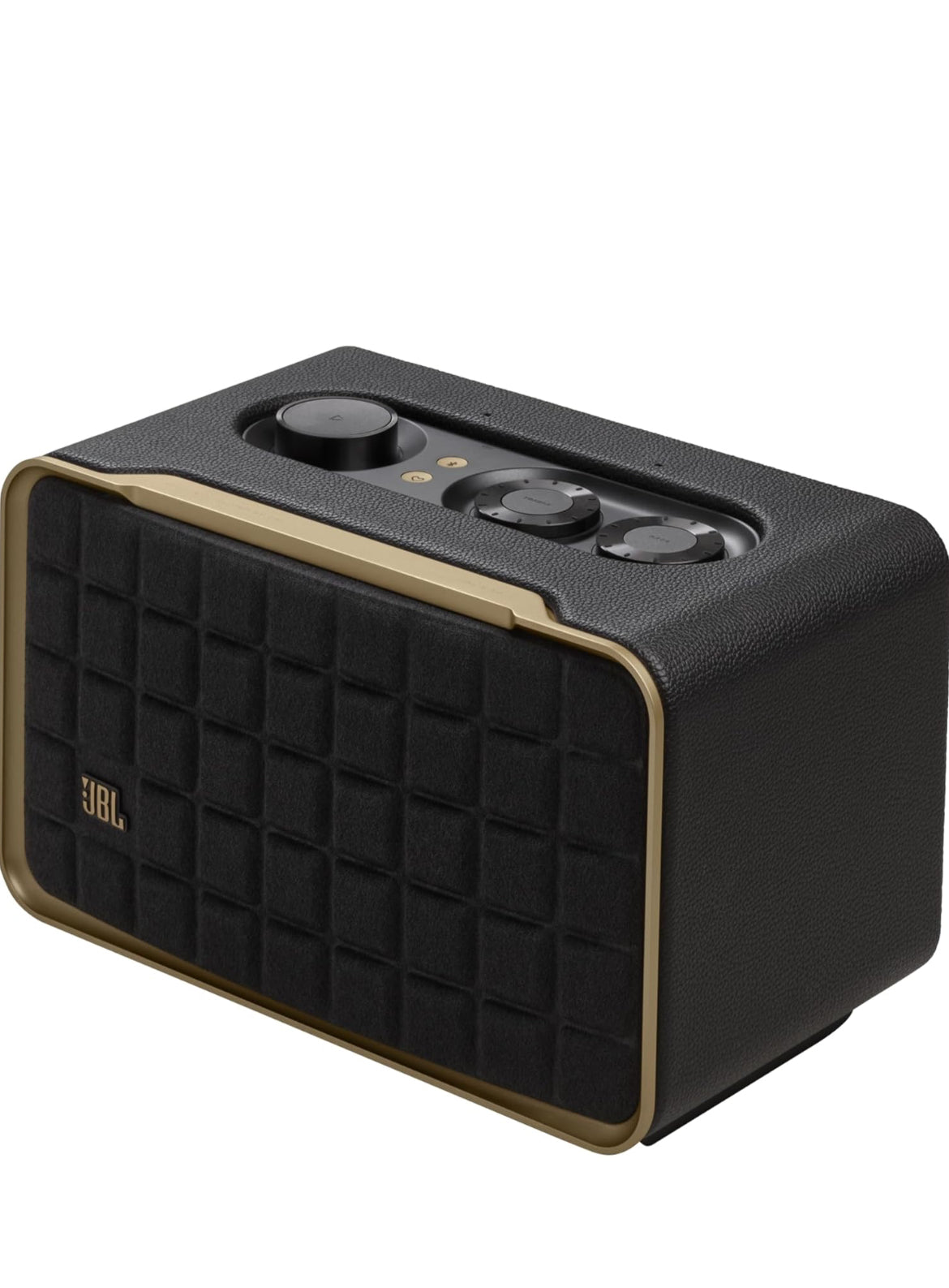 JBL Retro Style Authentics 200 Smart Home Speaker with Built in Wi-Fi, Bluetooth and Voice Assistants - (Black/Gold)