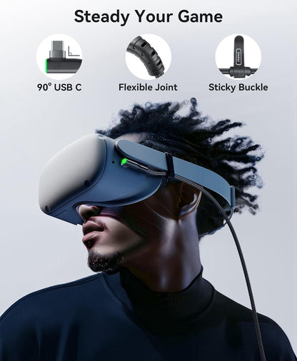 INIU Link Cable with Charging [16ft] for Meta Quest 3s Oculus Quest 3 Quest 2/Pro, Pico 4, PC VR, Steam VR, USB 3.0 High Speed Data Cable, USB C Charger Cord for VR Headset Accessories