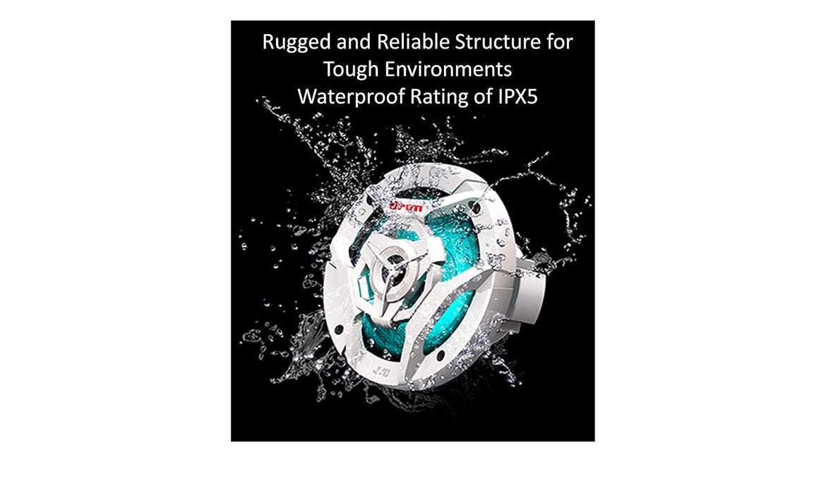 JVC CS-DR620MBL 6.5 Duim Motor & Marine, Motorsports, Motor Klank Stereo 2-rigting Luidsprekers met Koel Ingeboude RGB LED Liggie, Weervas IPX5, 260 Watt, UV Beskermde Roosters Ingesluit - Swart
