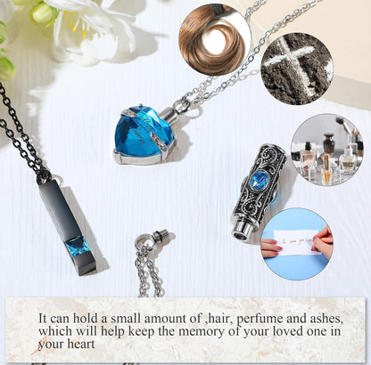 Elegante Cremering-Urnketting Vertikale Staaf Sirkon Hart Kristal Vlekvrye Staal Gedenkhangertjie