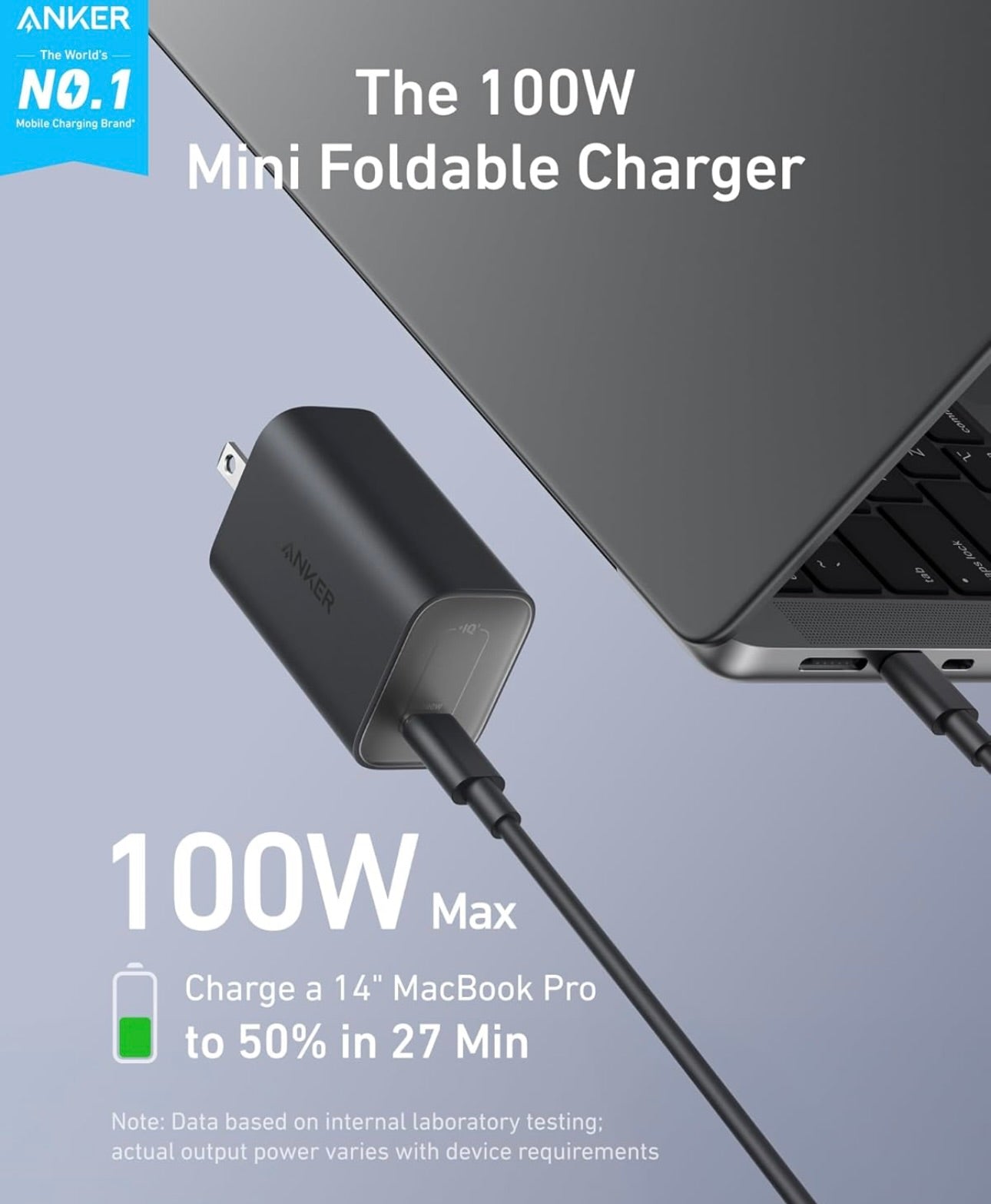 Anker Nano Charger, 100W Foldable Type C Charger for iPhone Series, and All USB C - 6FT USB-C Cable Included