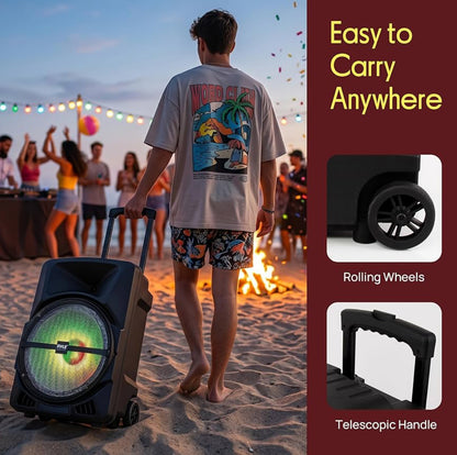 Draagbare PA-luidsprekerstelsel – 800W Aangedrewe Bluetooth Binne- en Buite-DJ-Stereoluidspreker met MP3 AUX 3.5mm-ingang, Flitsende Partytjielig en FM-radio