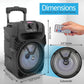 Rechargeable 8" Portable Bluetooth Speaker 500W Indoor/Outdoor Karaoke Machine Sound System - Multi-Color LED Party Lights, Mic Input, FM Radio, MP3/USB & Remote Control (Black)