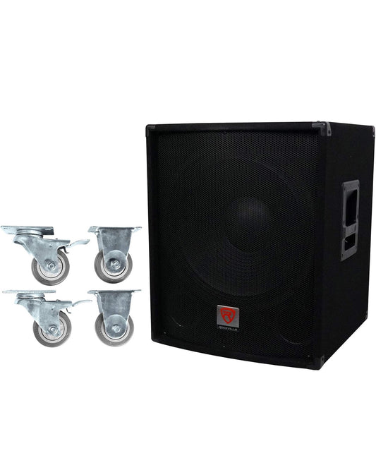 Rockville SBG1184 18" 1000 Watt Passiewe 4-Ohm Pro DJ Subwoofer + Staalwiele