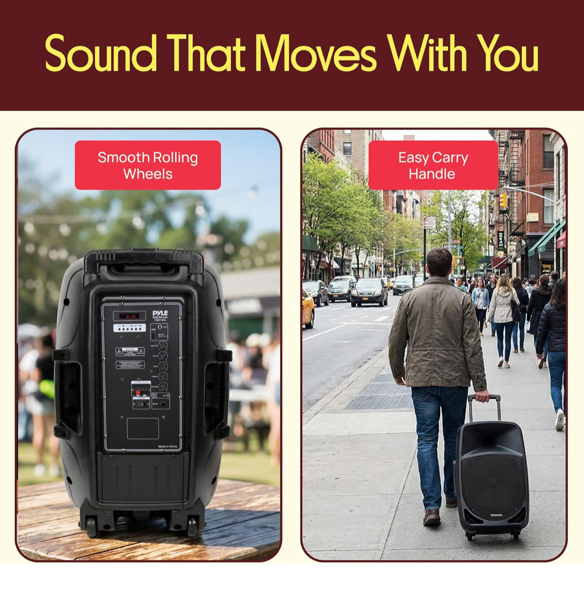 Portable Bluetooth PA Speaker - 12’’ 1200W Subwoofer, LED Battery Indicator Lights W/Built-In Rechargeable Battery, MP3/USB/SD Card Reader, and UHF Wireless Microphone