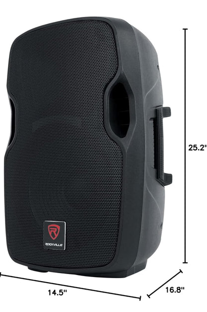 Rockville BPA12 600W 12" Aangedrewe Aktiewe DJ PA Luidspreker, Bluetooth, USB/SD Insette, Draagbaar, Ideaal vir Geleenthede en Opvoerings