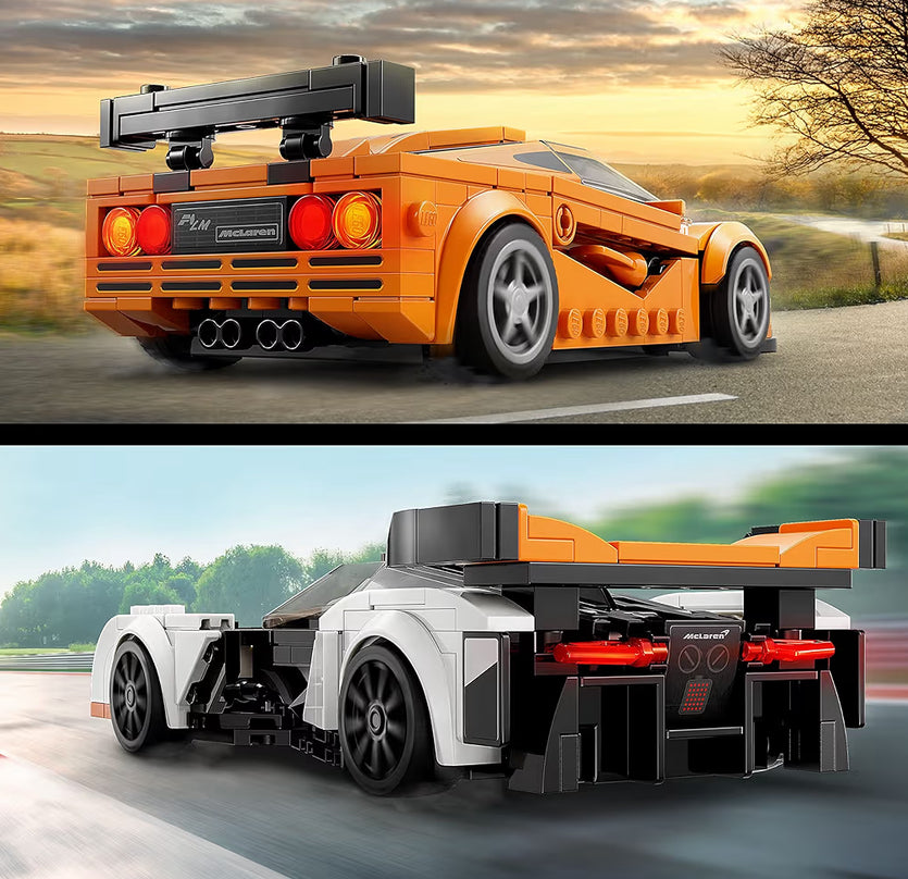 LEGO Speed Champions McLaren Solus GT & McLaren F1 LM 2 Ikoniese Resies-Hiperkar Modelboustel - Versamelbare Stel
