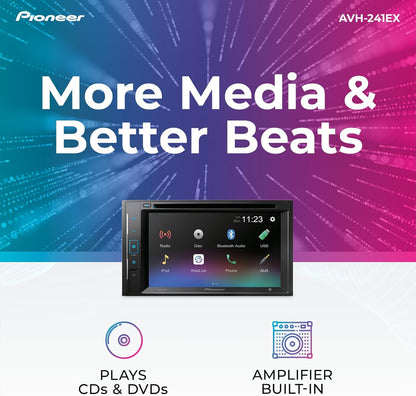 Pioneer AVH Series 6.2" Resistive Touchscreen Double Din Car Stereo DVD Multimedia Receiver, Bluetooth, Backup Camera Compatible, AM/FM Radio, USB, FLAC Playback, 13-Band EQ, 50W x 4 Preouts