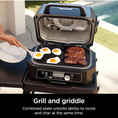 Ninja XL Woodfire Grill- en Roosterskyf, versoenbaar met OG800- en OG900-reekse, 2-in-1-rooster- en -roosterfunksionaliteit, keramiek, kleefwerende laag, swart