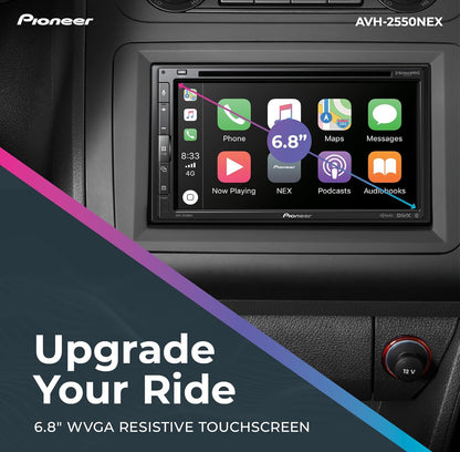 Pioneer AVH-2550NEX 6.8" Capacitive Touchscreen Double Din Car Stereo
DVD Multimedia Receiver, Wired Apple CarPlay & Android Auto, Bluetooth, Backup Camera, SiriusXM, HD Radio, FLAC, Hi-Volt RCA