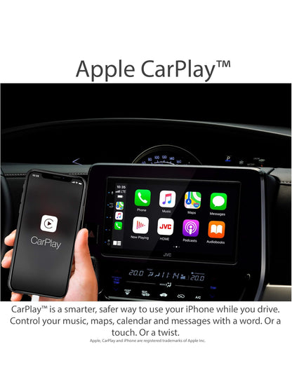 JVC Apple CarPlay Android Auto Multimedia Speler met 6.8" Kapasitiewe Raakskerm, Bluetooth Oudio en Hands-free Oproepe, MP3 Speler, Dubbel DIN, 13-Band EQ, SiriusXM, AM/FM Motorradio