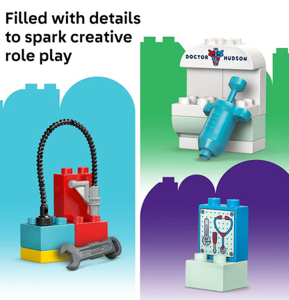 LEGO DUPLO Disney en Pixar Cars Bliksem McQueen se Besoek aan Doc se Motorhuis – Bliksem McQueen Motors Speelding