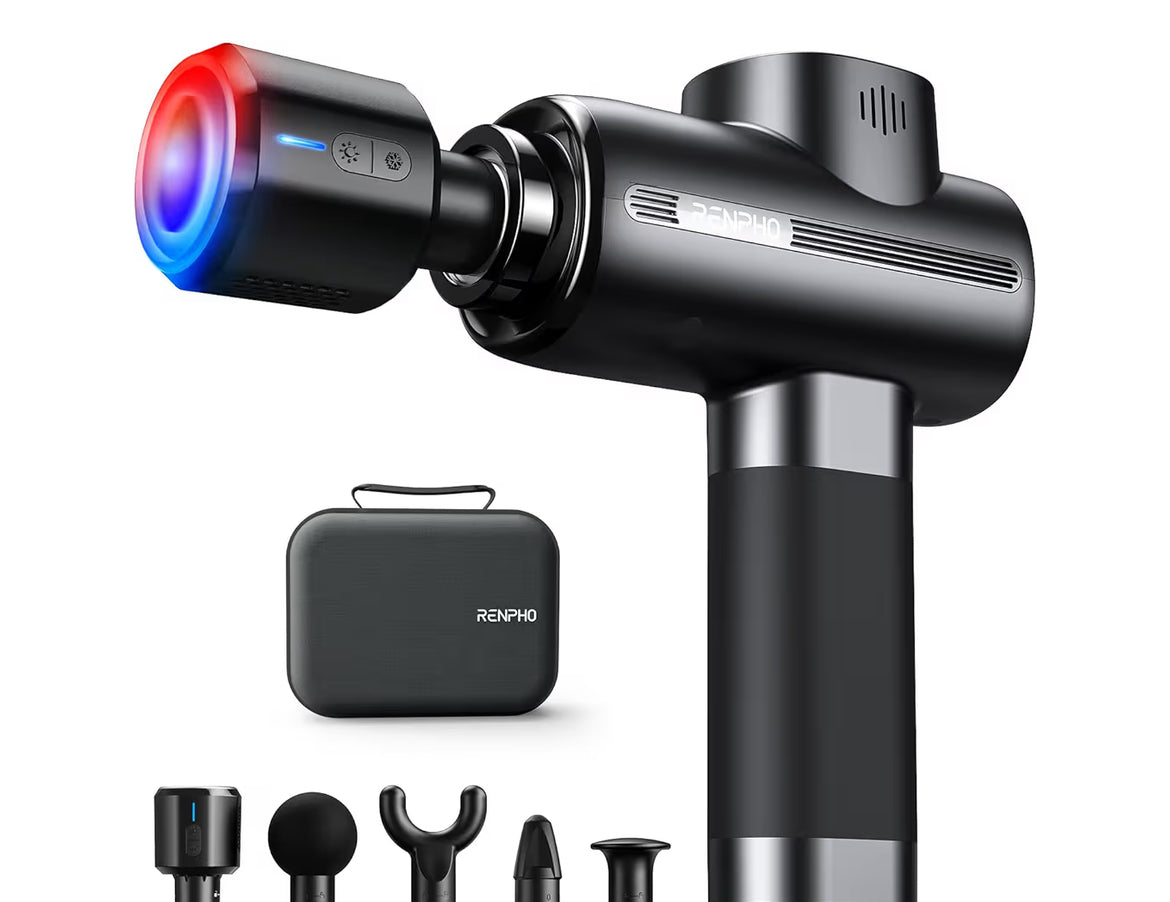 Active Gray - Thermacool Massage Gun Deep Tissue w/ Heat and Cold Head Back Massager, Muscle Massager with Carry Case