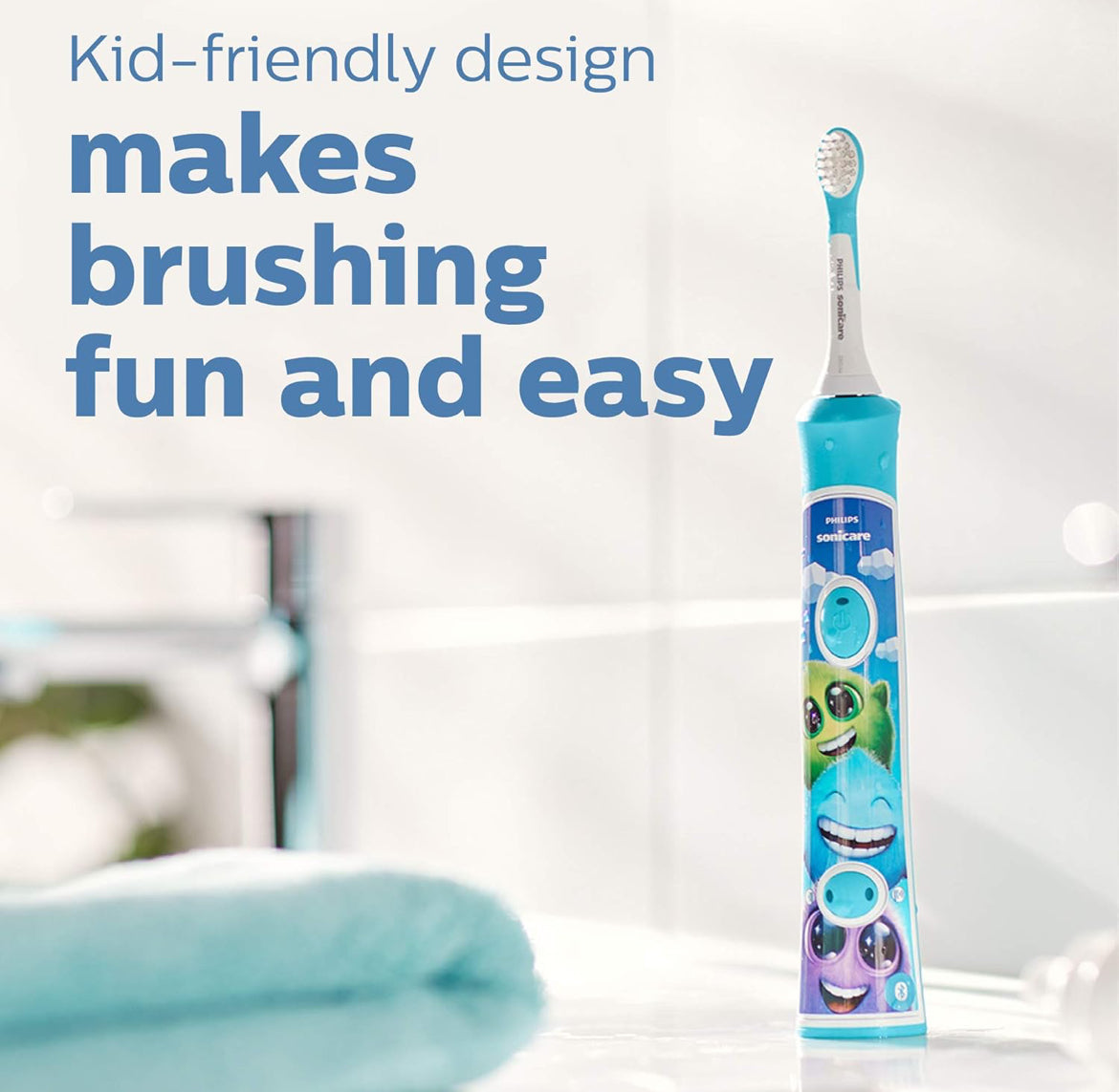Philips Sonicare for Kids 7+ Oorspronklike Vervangingsborselkoppe, 2 Borselkoppe, Turkoois en Wit, Standaard, HX6042/94