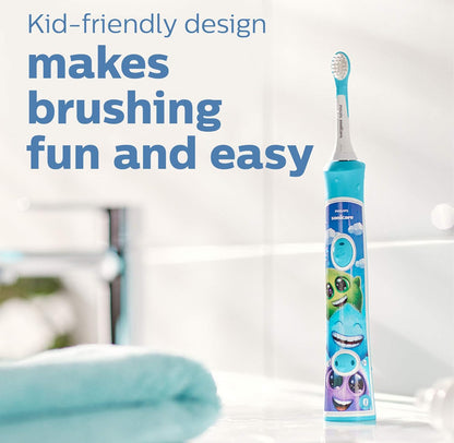 Philips Sonicare for Kids 7+ Oorspronklike Vervangingsborselkoppe, 2 Borselkoppe, Turkoois en Wit, Standaard, HX6042/94