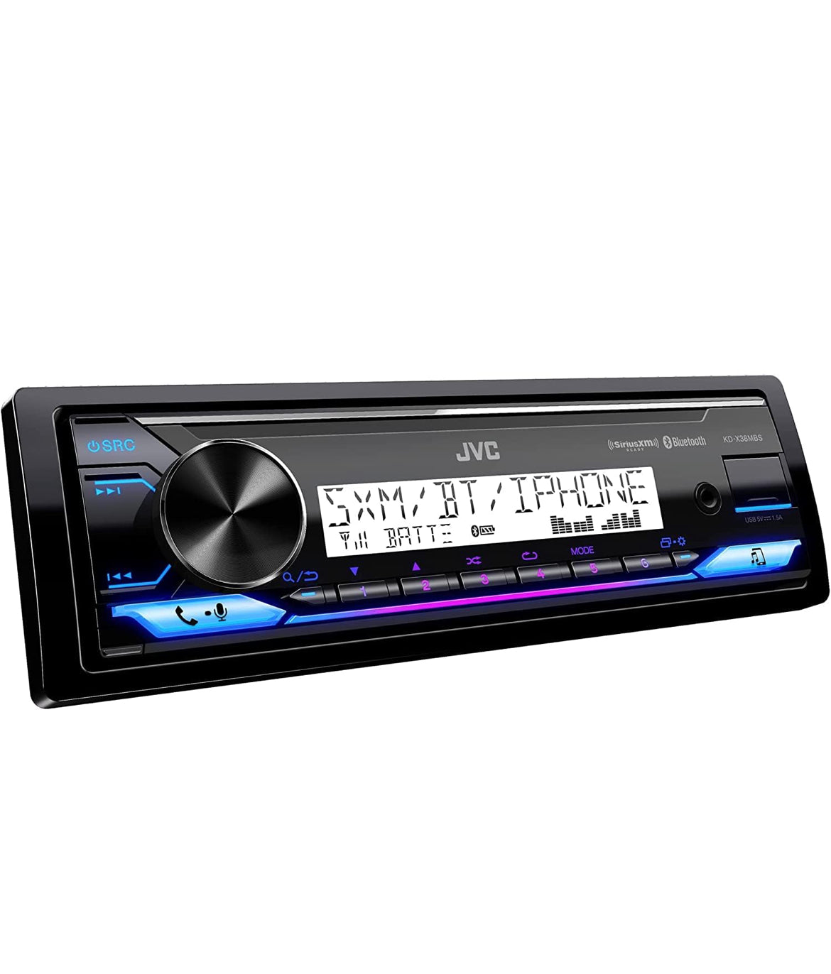 JVC KD-X38MBS Car & Marine Digital Media Receiver with Bluetooth, USB, SiriusXM Ready, Compatible with Amazon Alexa, Conformal Coated PCB