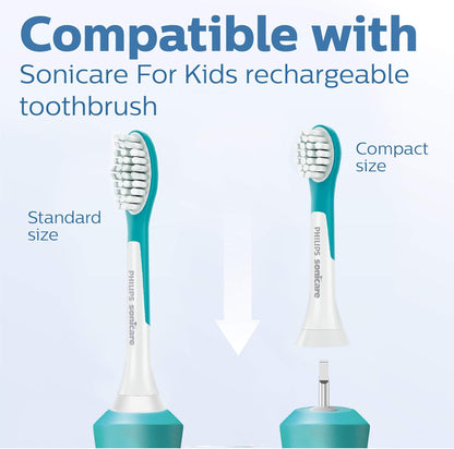 Philips Sonicare for Kids 7+ Oorspronklike Vervangingsborselkoppe, 2 Borselkoppe, Turkoois en Wit, Standaard, HX6042/94