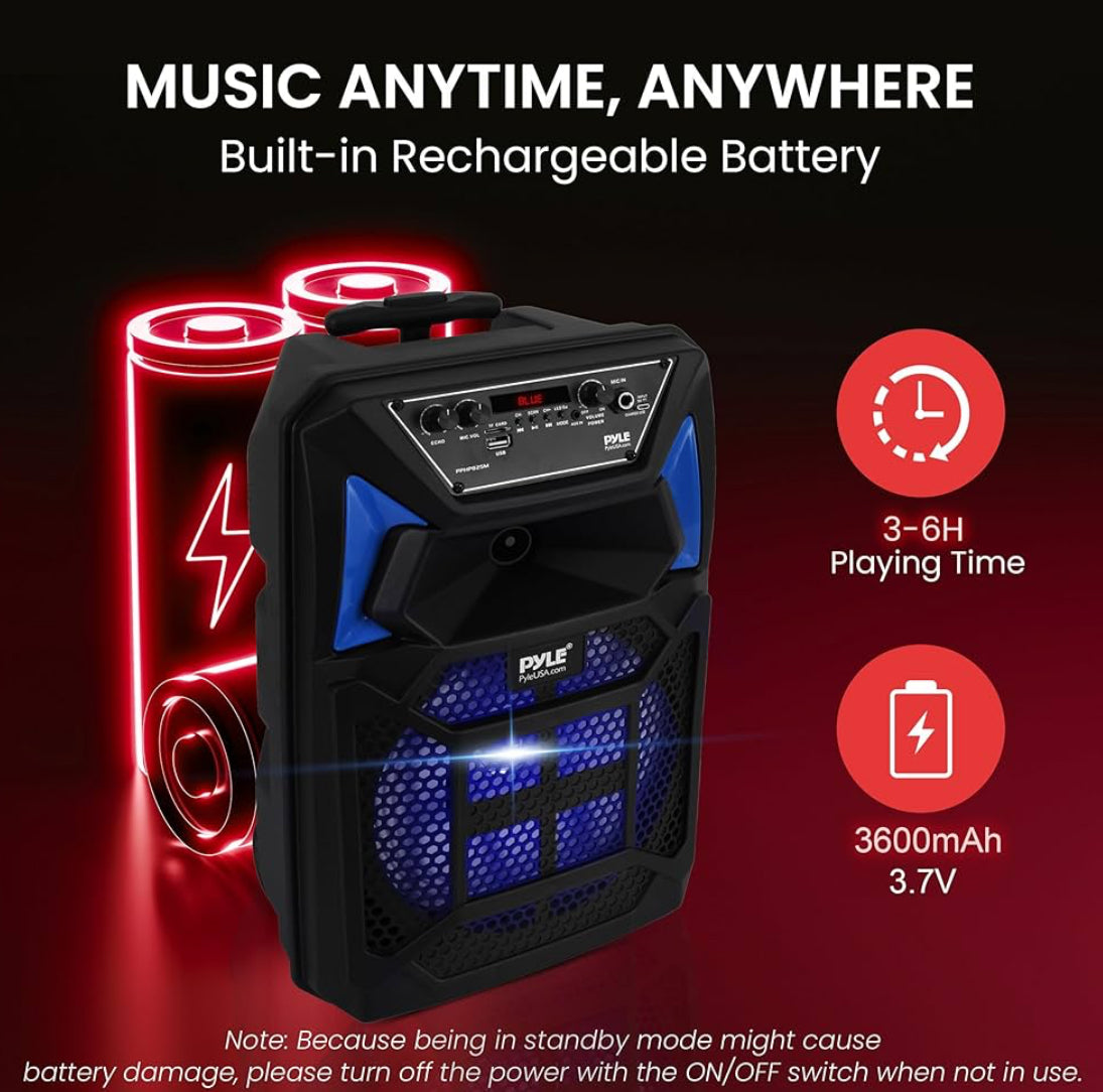 Draagbare Bluetooth PA Luidsprekerstelsel – 400W Draagbare Bluetooth Buitelewe Luidspreker PA Stelsel met Mikrofooninvoer, Partytjieligte, MP3/USB SD Kaartleser, FM Radio, Rolwiele – Mik, Afstandsbeheer – PPHP82SM