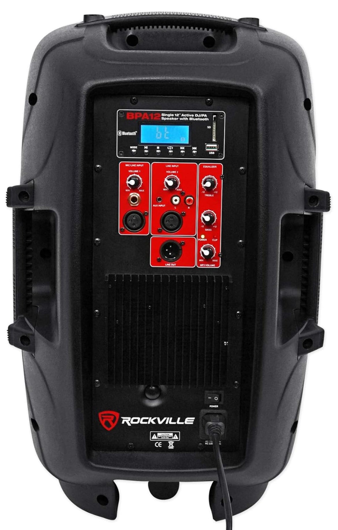 Rockville BPA12 600W 12" Powered Active DJ PA Speaker, Bluetooth, USB/SD Inputs, Portable, Perfect for Events and Performances