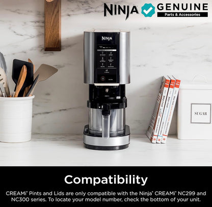 Ninja CREAMi Pints 2-pak, versoenbaar met NC299AMZ & NC300s reeks CREAMi Roomysmakers, Oorspronklike Ninja-pint, BPA-vry en skottelgoedwasser-veilig, Kleurdeksels, 1 pint elk, Deursigtig/Lemmetjie/Akwa, XSKPLID2CD