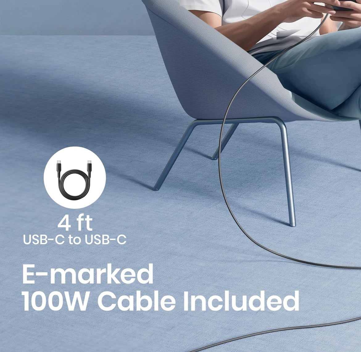 INIU 65W USB C Charger, PD QC 3.0 Fast Charging Type C Wall Charger Block, 2 Ports USB-C Power Adapter for iPhone 16 15 14 Pro Max iPad Pro AirPods Samsung S23 Google Pixel Tablet Switch, White