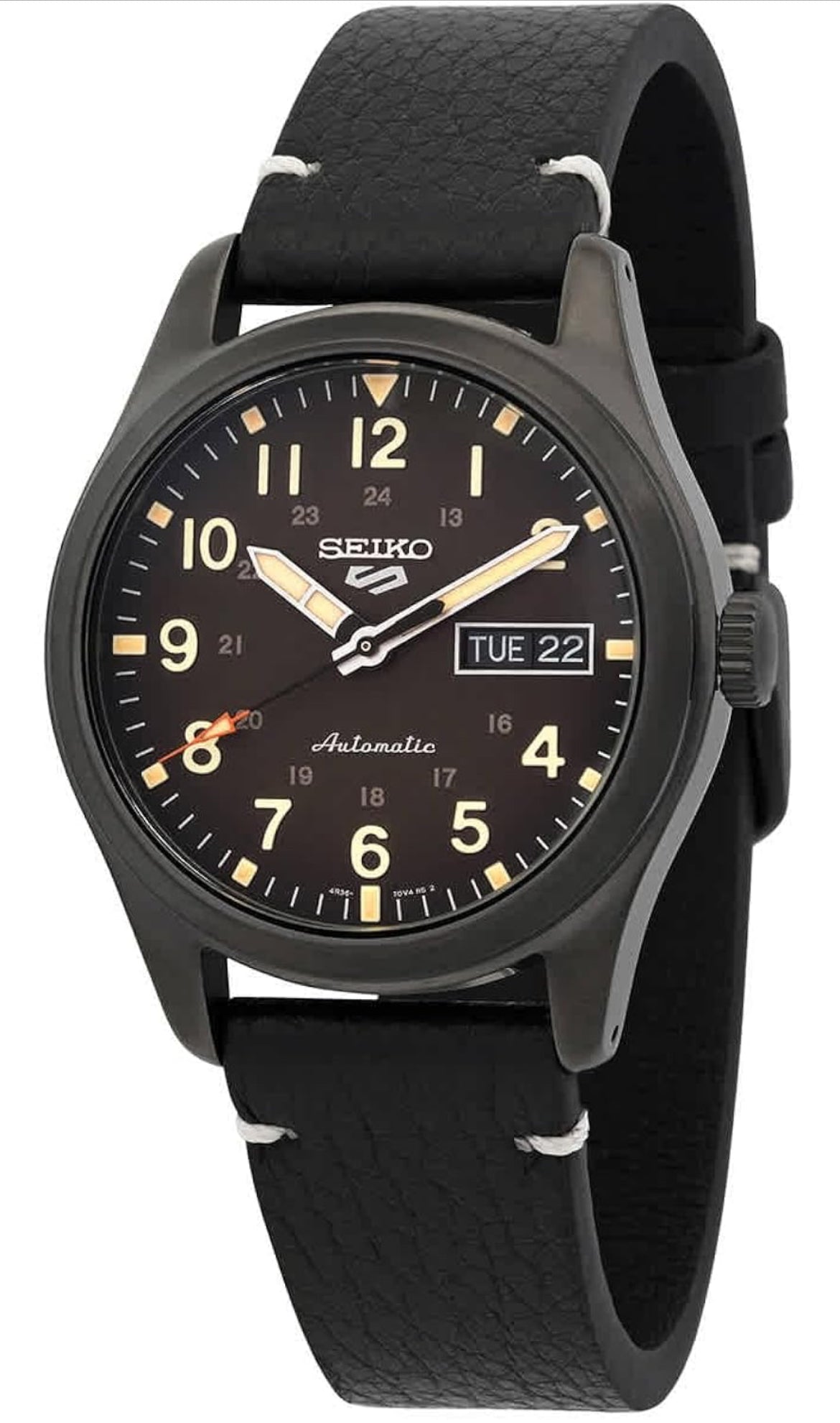 SEIKO 5 Sports Manshorlosie Swart 39.4mm Vlekvrye Staal - Nuut