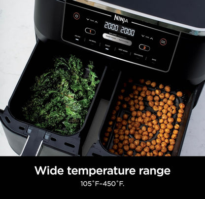 Ninja Air Fryer Voltooi Gaarmaak van Verskeie Kosse Terselfdertyd 6-in-1 (Lugbraai, Braai, Rooster, Hou Warm, Ontwater, Bak) - 5 QT Mandjies (DZ302)