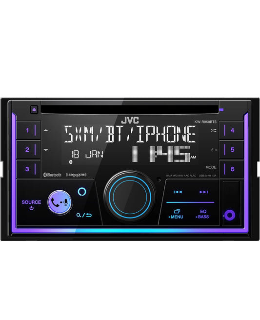 JVC KW-R950BTS Bluetooth-motorstereontvanger met USB-poort – LCD-skerm – AM/FM-radio – MP3-speler – Dubbel-DIN – 13-band EQ (Swart)