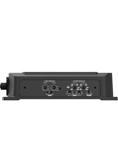 JVC KS-DR2004D 4-kanaal kompakte digitale versterker (600W) vir motors, seevaartuie, UTV & motorsportvoertuie, soliede korrosiebestande aluminiumonderstel, IPX6-, IPX7- & IP6X-gesertifiseer en vibrasiebestand