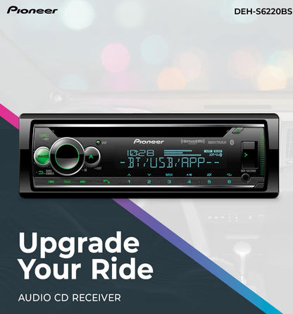 Pioneer 1-Din CD Car Stereo with Bluetooth USB/AUXCD Receiver, Color Change, FLAC, AM/FM Radio, Detachable Face, 50W x 4, Voice Control, Hi-Volt RCA Preouts