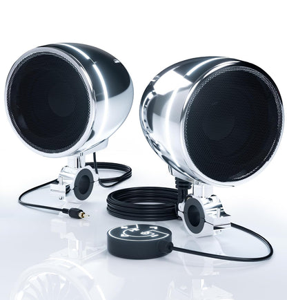 4 Inch Motorcycle Speakers Bluetooth Waterproof Audio System
Waterproof 300W Speakers, Built-in Amplifier, USB/AUX,Wired Control, Great for Harley, ATV, scooters 4-Wheeler