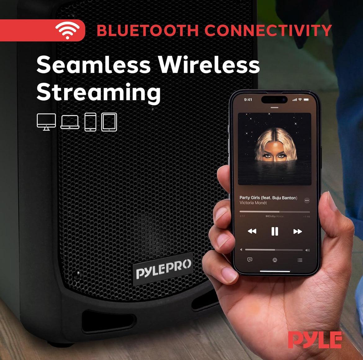 Bluetooth Karaoke PA-luidspreker - Draagbare Binne- / Buiteklankstelsel met Koordlose Mikrofoon, Oudio-opname, Herlaaibare Battery, USB- / SD-leser, Staanderbevestiging