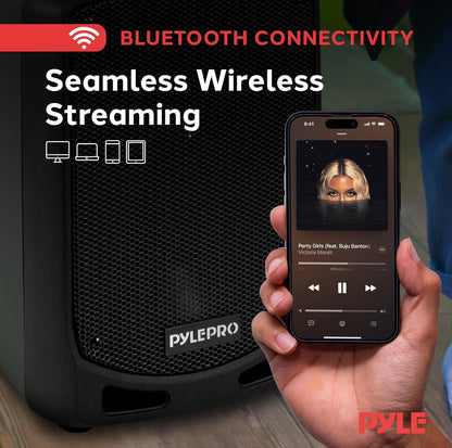 Bluetooth Karaoke PA-luidspreker - Draagbare Binne- / Buiteklankstelsel met Koordlose Mikrofoon, Oudio-opname, Herlaaibare Battery, USB- / SD-leser, Staanderbevestiging
