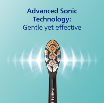 Philips Sonicare DiamondClean Smart 9300 Elektriese Tandeborsel, Soniese Tandeborsel met Toep, Druksensor, Borselkopbespeuring, 4 Borselmodusse en 3 Intensiteitsvlakke – Swart (Model HX9903/15)