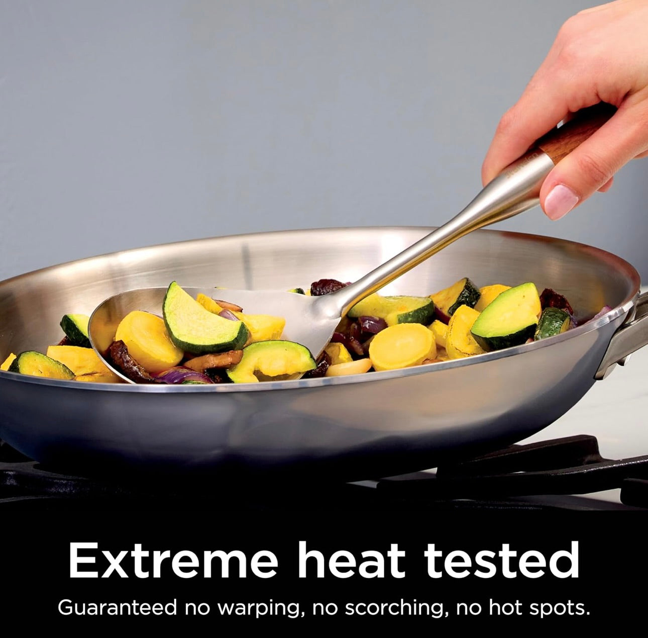 Ninja Everclad Kommersiële Graad Vlekvrye Staal Braaipan, Drielaag Panne, Oondveilig tot 315°C, Alle Stofies en Induksie Versoenbaar, Vlekvrye Staal, C90030