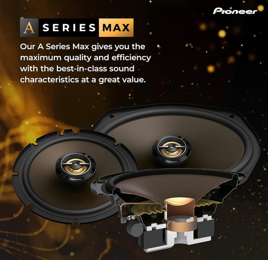 Pioneer A-reeks MAX TS-A693CH, 2-rigting-komponent-motorklankluidsprekers, Volreeks, Helder Klankgehalte, Maklike Installasie en Verbeterde Bassreaksie, Volgoue 6” x 9” Ovale Luidsprekers
