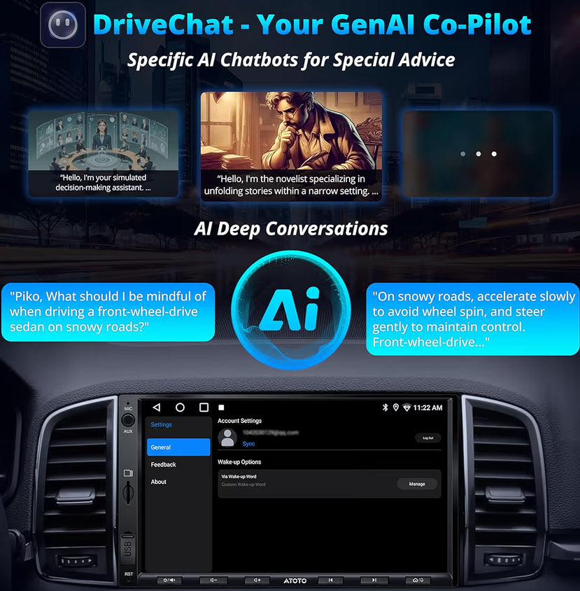 7" Dubbel-din-motorstereo met trurukamera en DVR-dashcam, draadlose CarPlay en Android Auto, WiFi/Bluetooth/USB-verbinding, DSP/FM/AM/SWC-raakskerm