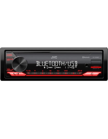 JVC KD-XD28BT Bluetooth-motorstereo met USB-poort – AM/FM-radio, MP3-speler, hoëkontras-LCD, 50 Watt, afneembare voorpaneel – Enkel DIN – 13-band EQ